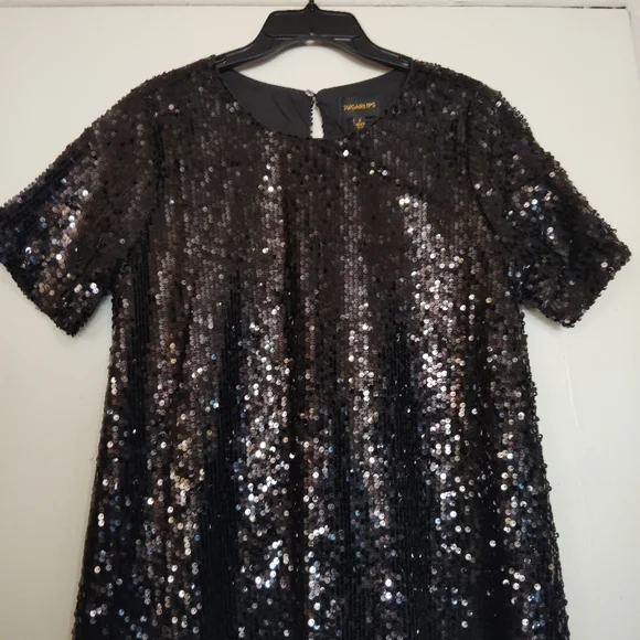 Sugar Lips Black Sequin Mini Dress Size M - Picture 4 of 13